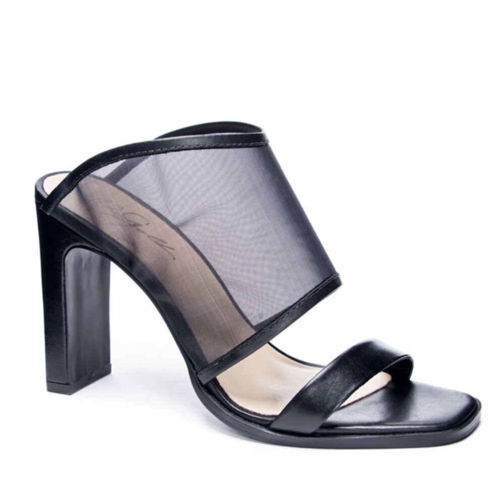 42 Gold Linx Slide Heel by Chinese Laundry: Leather/ Mesh Size 7.5 Black